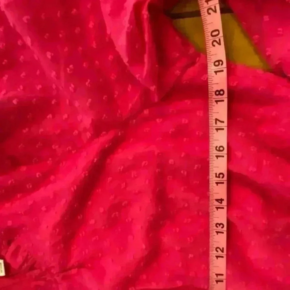 Allison Women's Mini Dress Hot Pink Swiss dot long sleeve ruffles sheer large - Picture 13 of 16